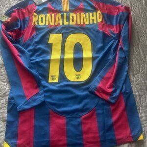 FC Barcelona 2005/06 Ronaldinho Home Jersey Long Sleeve UCL Final